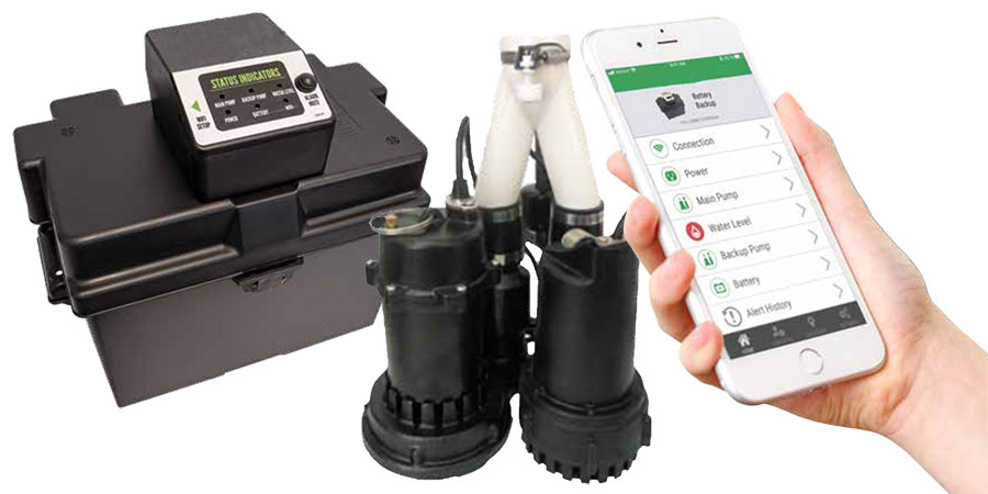 Sump pump battery backup with wifi notifications