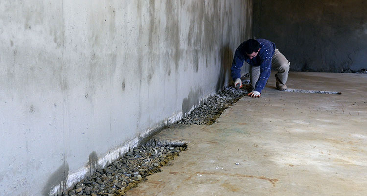 Interior Basement Waterproofing Work, How To Dry Basement Cement Floor