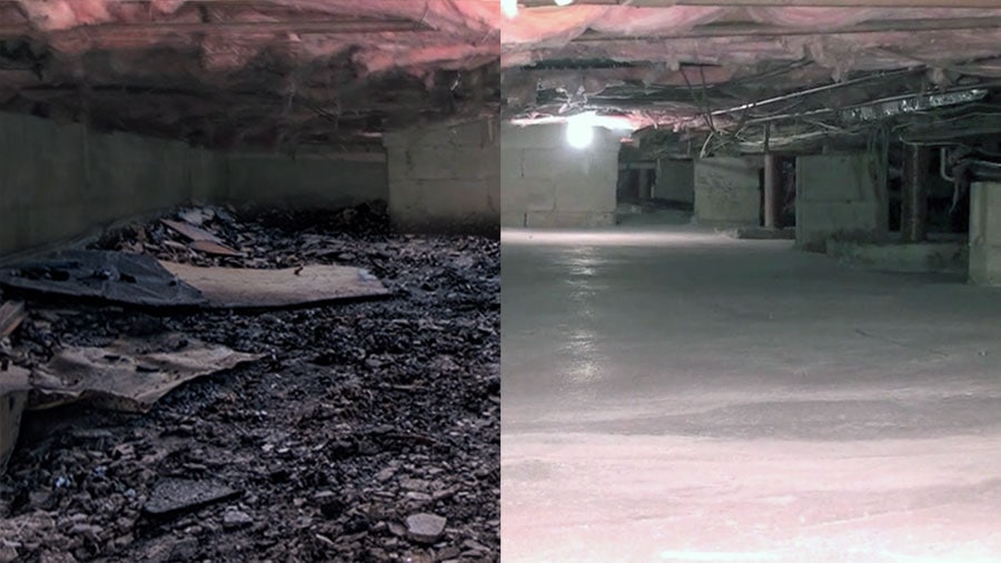 crawl space sealing before and after photos