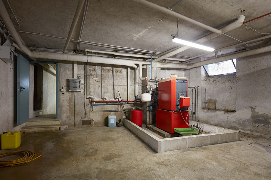 Basement With Red Heating Boiler2 