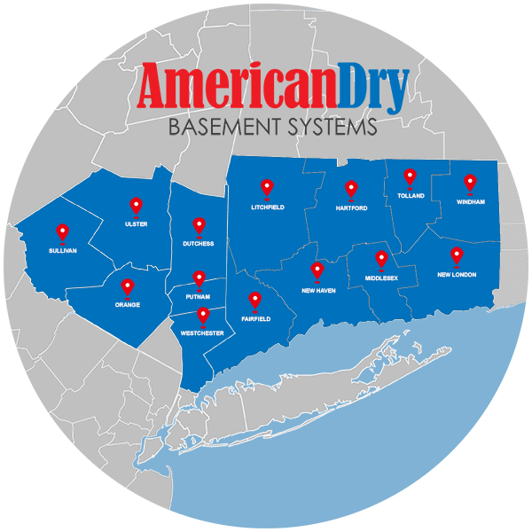 American Dry Basement Systems Service Area Map